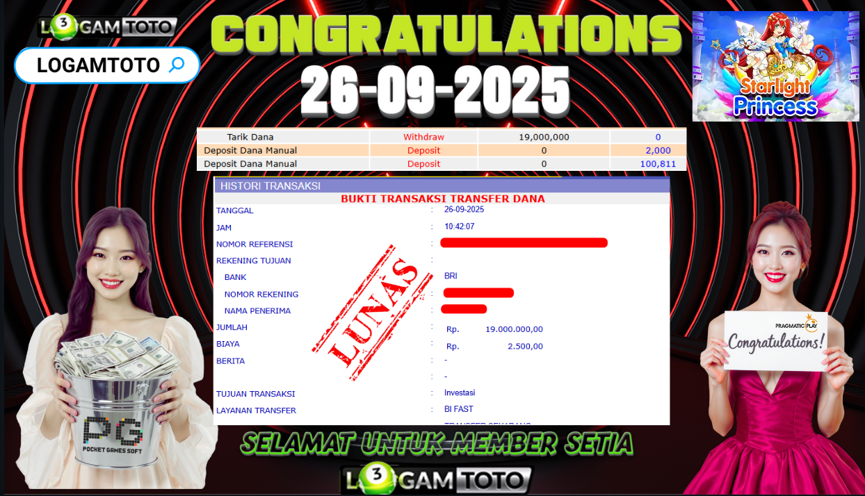 SELAMAT KEPADA MEMBER SETIA LOGAMTOTO BERHASIL JACKPOT DI PERMAINAN SLOT STARLIGHT PRINCES