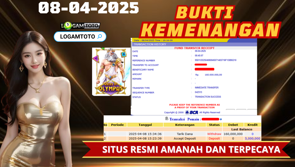 SELAMAT KEPADA MEMBER SETIA LOGAMTOTO BERHASIL JACKPOT DI PERMAINAN SLOT GATES OF OLYMPUS