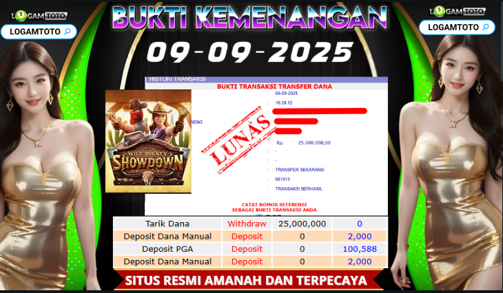 SELAMAT KEPADA MEMBER SETIA LOGAMTOTO BERHASIL JACKPOT DI PERMAINAN SLOT WILD BOUNTY SHOWDOWN