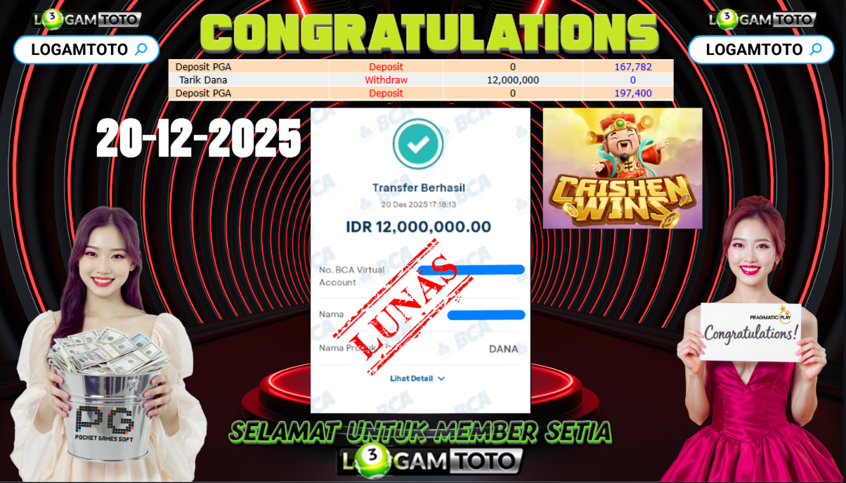 SELAMAT KEPADA MEMBER SETIA LOGAMTOTO BERHASIL JACKPOT DI PERMAINAN SLOT CAISHEN WINS