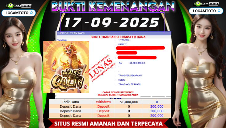 SELAMAT KEPADA MEMBER SETIA LOGAMTOTO BERHASIL JACKPOT DI PERMAINAN SLOT WAYS OF THE QILIN