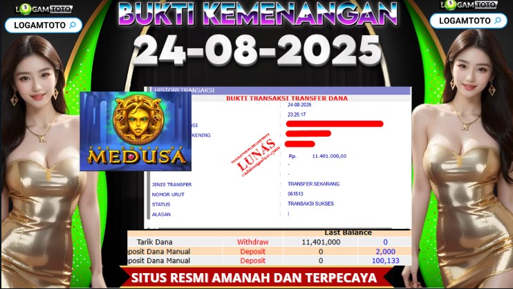 SELAMAT KEPADA MEMBER SETIA LOGAMTOTO BERHASIL JACKPOT DI PERMAINAN SLOT THE CURSE of MEDUSA