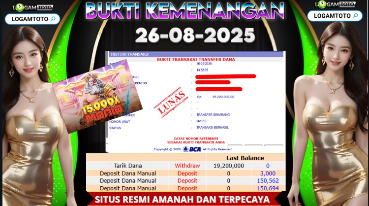 SELAMAT KEPADA MEMBER SETIA LOGAMTOTO BERHASIL JACKPOT DI PERMAINAN SLOT GATE OF OLYMPUS 15.000X MANIA