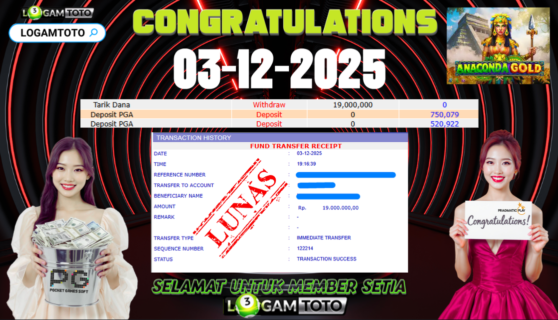 SELAMAT KEPADA MEMBER SETIA LOGAMTOTO BERHASIL JACKPOT DI PERMAINAN SLOT ANACONDA GOLD