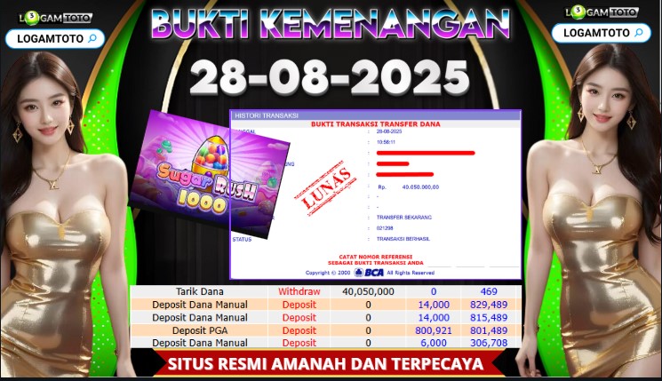 SELAMAT KEPADA MEMBER SETIA LOGAMTOTO BERHASIL JACKPOT DI PERMAINAN SLOT SUGAR RUSH 1000