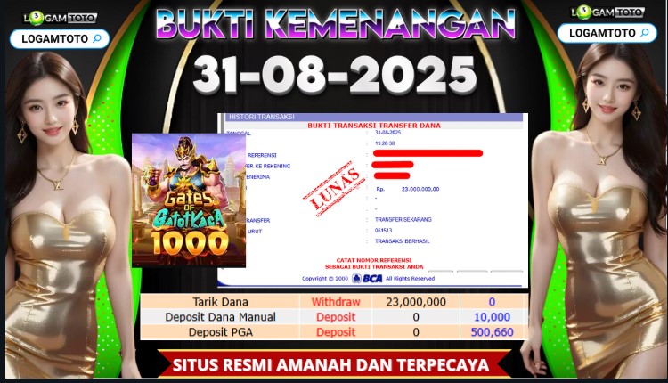 SELAMAT KEPADA MEMBER SETIA LOGAMTOTO BERHASIL JACKPOT DI PERMAINAN SLOT GATES of GATOTKACA 1000