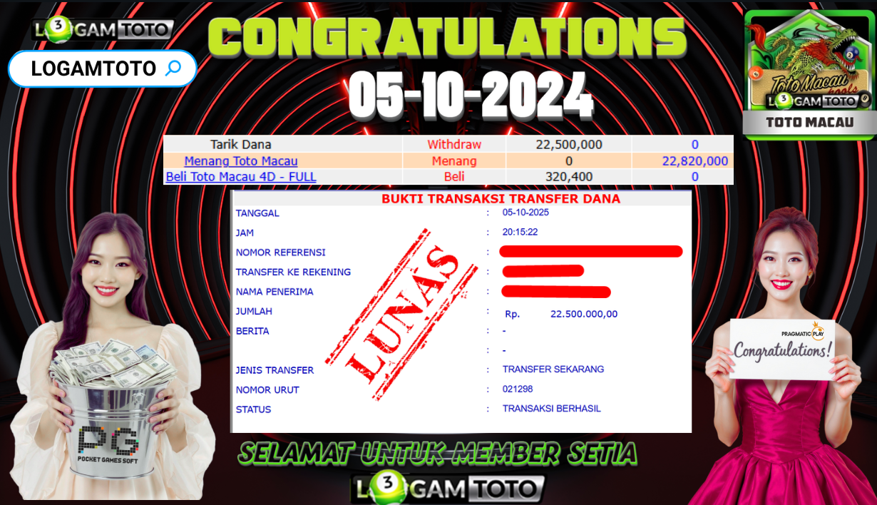 SELAMAT KEPADA MEMBER SETIA LOGAMTOTO BERHASIL JACKPOT DI TOGEL TOTO MACAU 