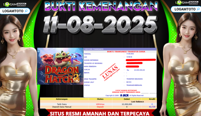 SELAMAT KEPADA MEMBER SETIA LOGAMTOTO BERHASIL JACKPOT DI PERMAINAN SLOT DRAGON HATCH