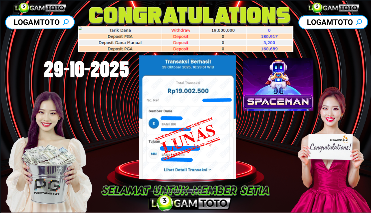 SELAMAT KEPADA MEMBER SETIA LOGAMTOTO BERHASIL JACKPOT DI PERMAINAN SLOT SPACEMAN