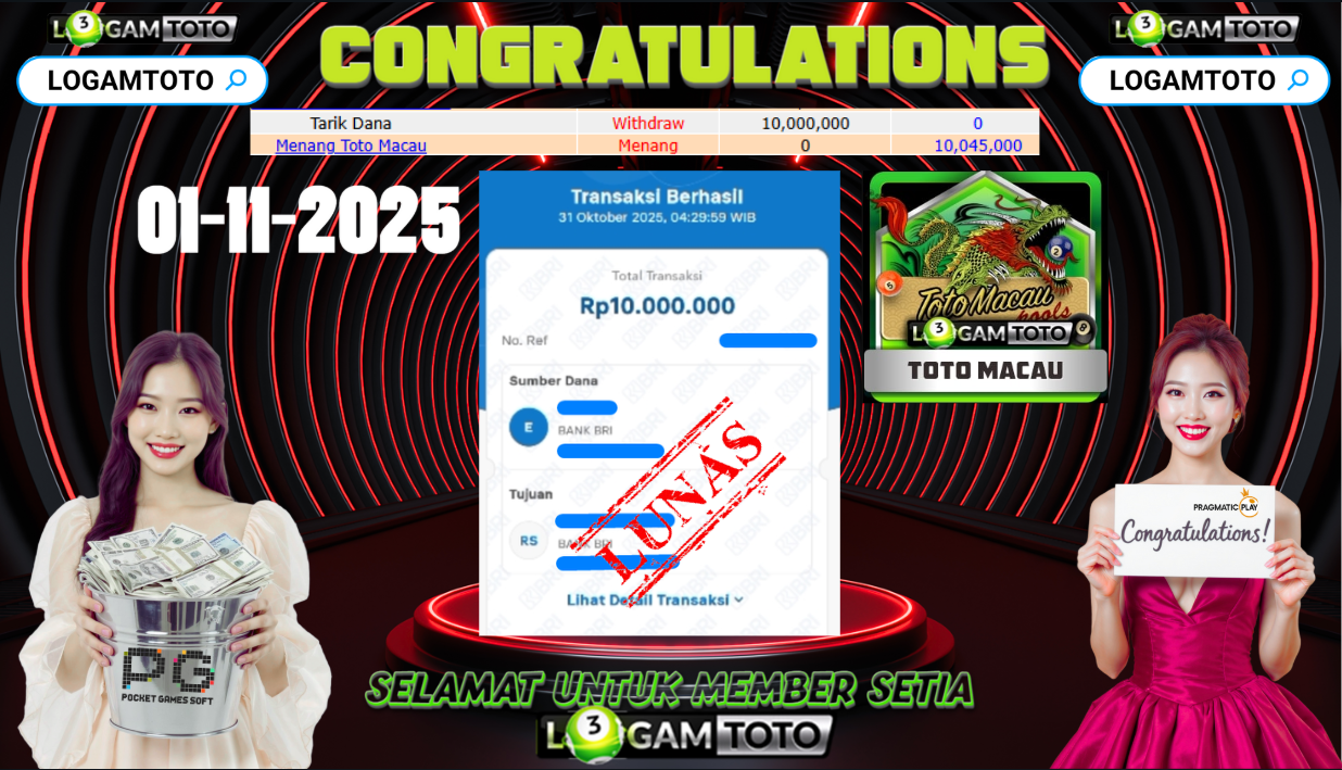 SELAMAT KEPADA MEMBER SETIA LOGAMTOTO BERHASIL JACKPOT DI TOGEL TOTO MACAU 