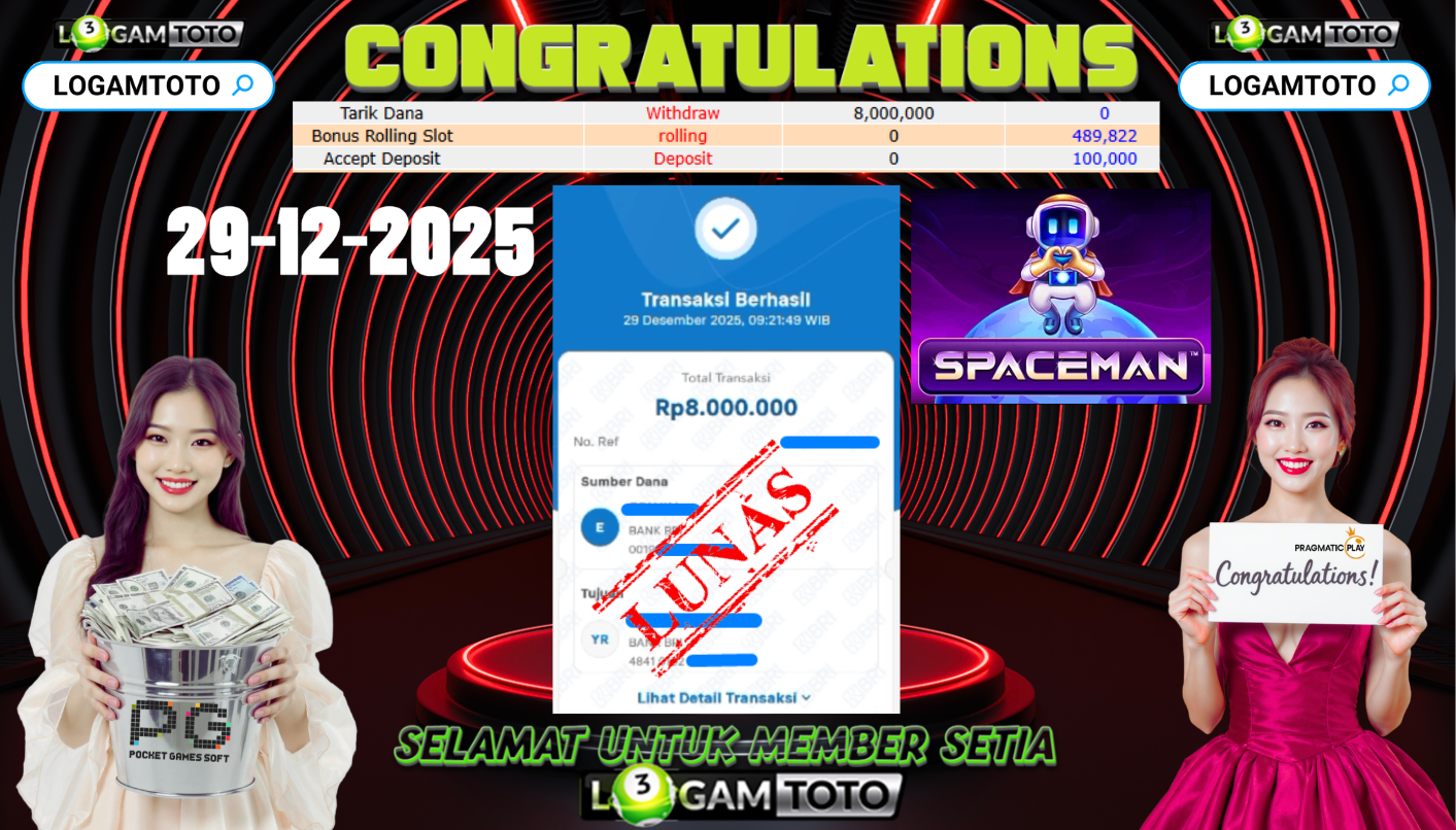 SELAMAT KEPADA MEMBER SETIA LOGAMTOTO BERHASIL JACKPOT DI PERMAINAN SLOT SPACEMAN